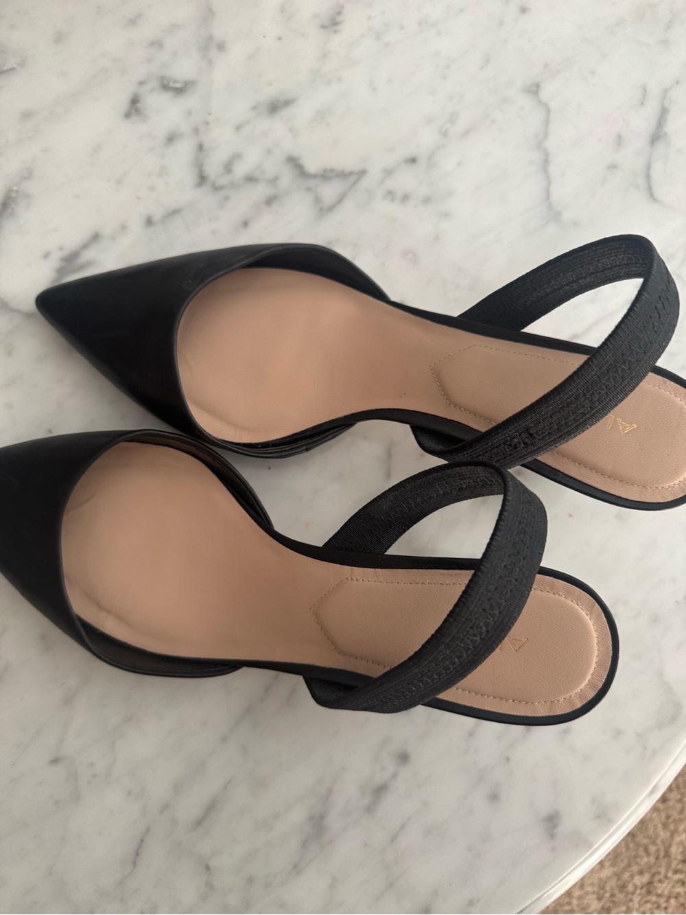 Aldo black pointed toe slingbackh heels